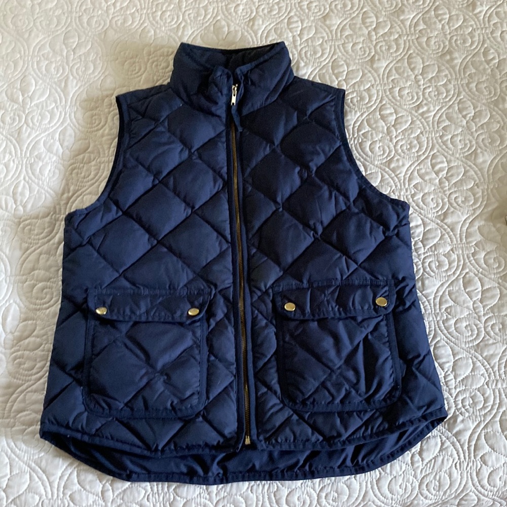 J Crew down utility vest, size medium, navy blue